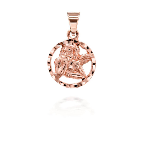 Rose Gold Small Angel Disc Pendant