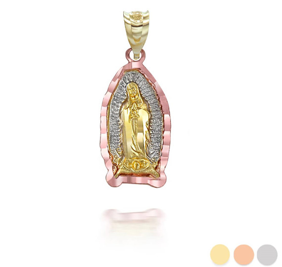 Tri-Tone Our Lady Of Guadalupe Medium Pendant Necklace