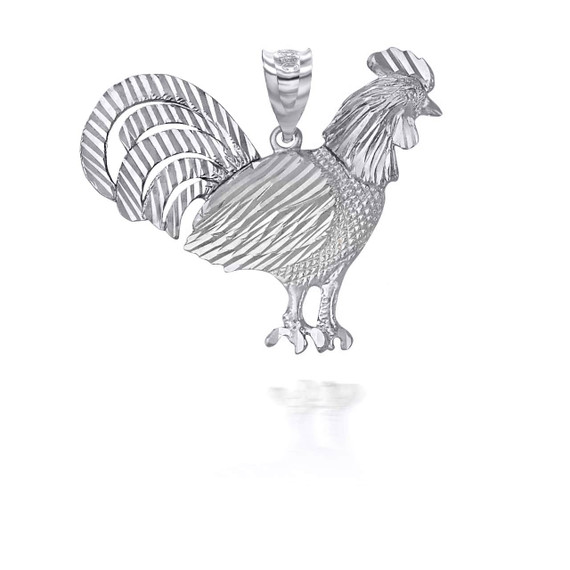 White Gold Small Rooster Pendant