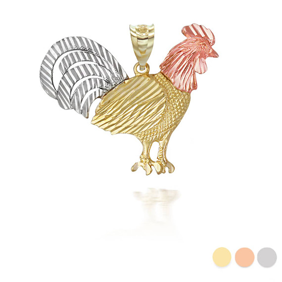 Tri-tone Large Rooster Pendant