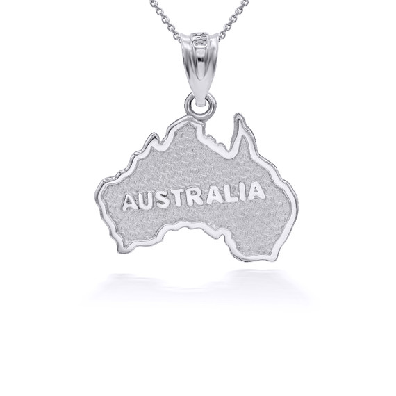 White Gold Australia Map Pendant Necklace