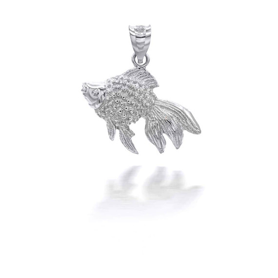 White Gold Good Luck Goldfish Charm Pendant