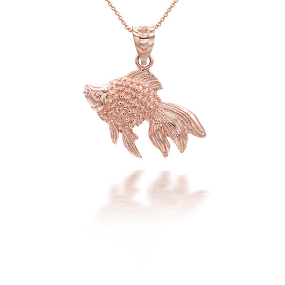 Rose Gold Good Luck Goldfish Charm Pendant Necklace