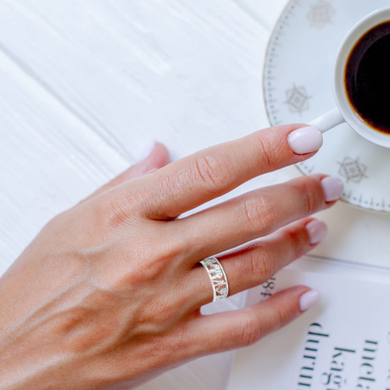 Silver Lucky Talisman Ring  on a Model