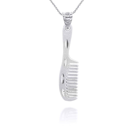 Silver Hair Comb Charm Pendant Necklace