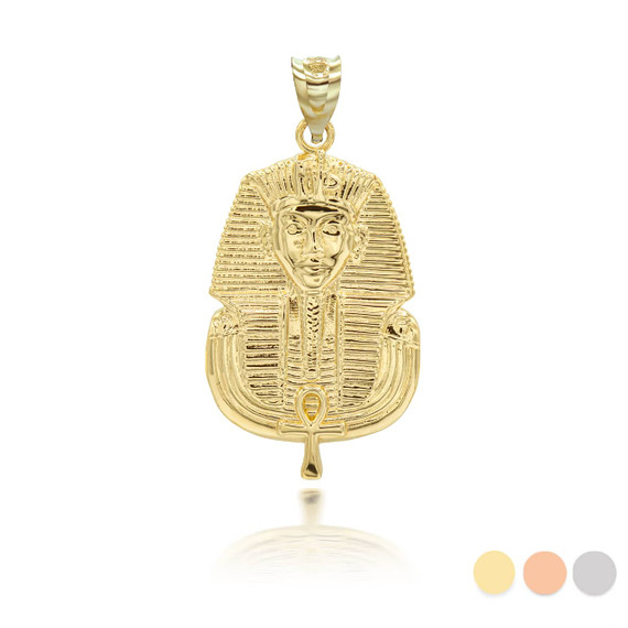 Yellow Gold Ancient Egyptian Pharaoh King Tutankhamun Pendant