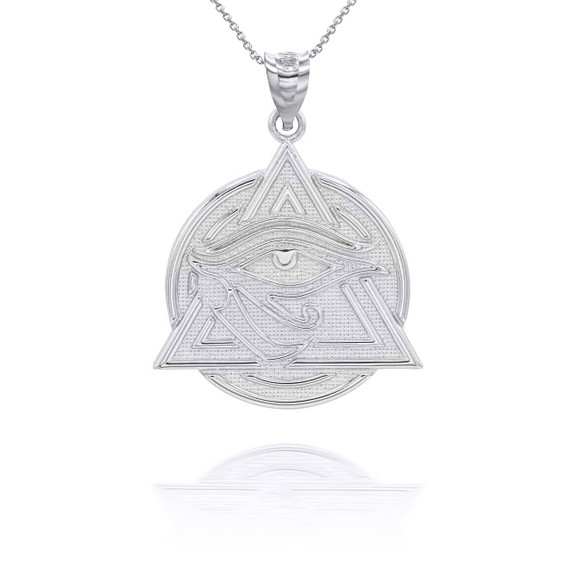 White Gold All Seeing Eye of Providence Pendant Necklace