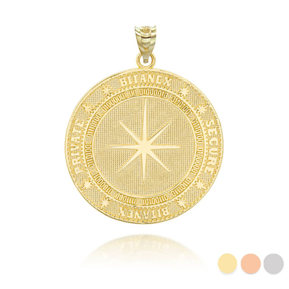 Yellow Gold Bitcoin Medallion Pendant Side A