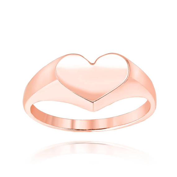 Rose Gold Mini Heart Signet Ring