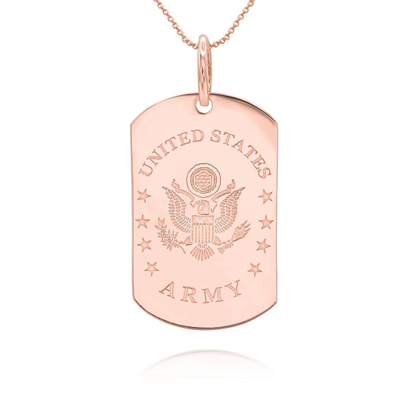 Rose Gold United States Army Personalized Dog Tag Pendant Necklace