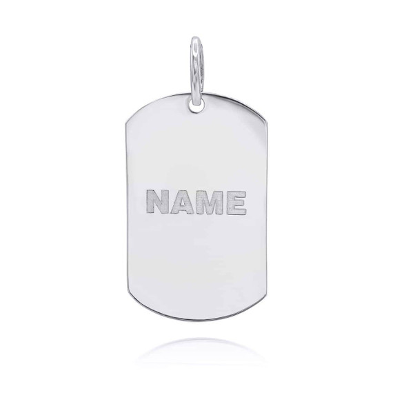 White Gold United States Army Personalized Dog Tag Backside Pendant