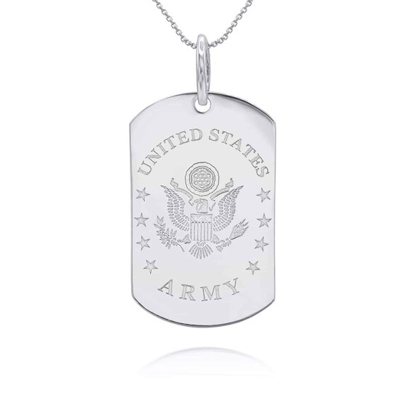 Silver United States Army Personalized Dog Tag Pendant Necklace