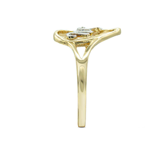 Yellow Gold Diamond Mom Heart Ring