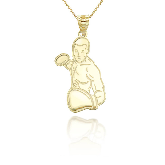 Yellow Gold Personalized Boxer Pendant Necklace