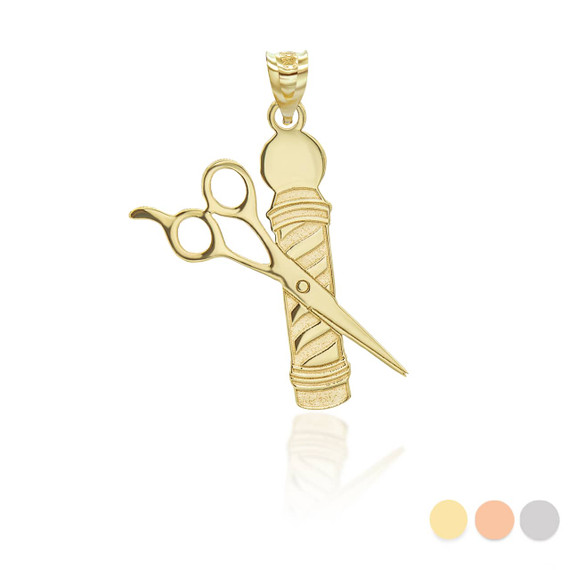 Yellow Gold Personalized Barber Pendant 