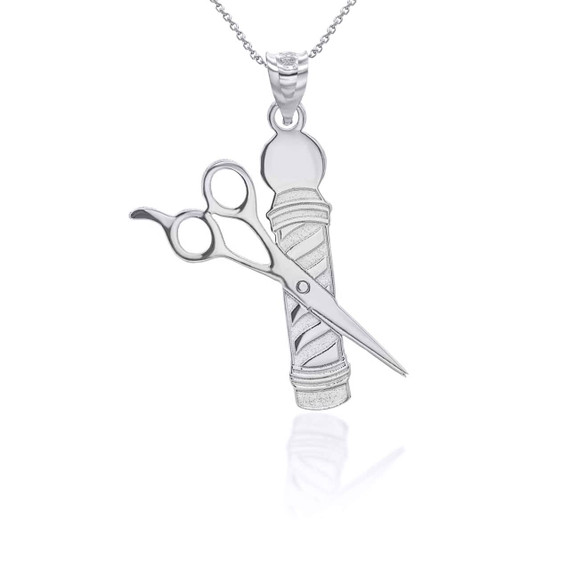 Silver Personalized Barber Pendant Necklace 