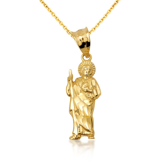 10K/14K Gold San Judas Pendant Necklace (1.3")