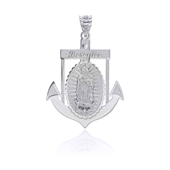 Silver Personalized Our Lady of Guadalupe Anchor Pendant 