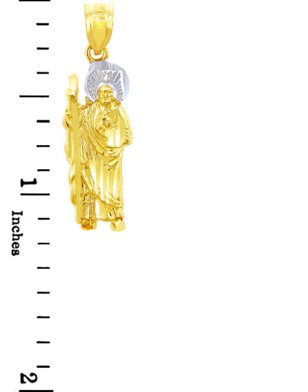 Religious Charms - The Saint Jude Charm Two Tone Gold Pendant