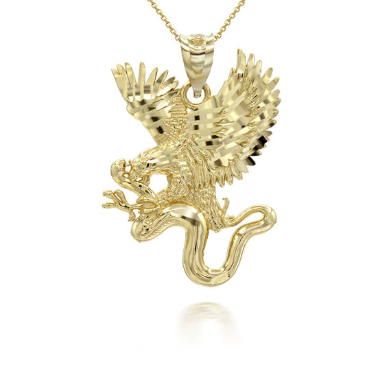 Gold Eagle Snake Pendant Necklace