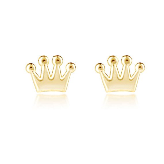 Yellow Gold Crown Earrings