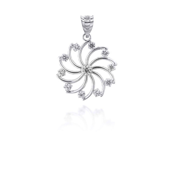 White Gold CZ Armenian Eternity Pendant