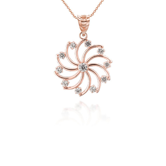 Rose Gold CZ Armenian Eternity Pendant Necklace