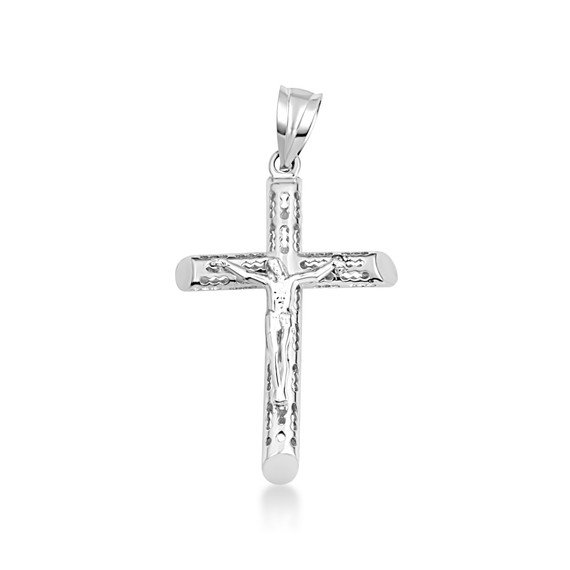 .925 Sterling Silver Hollow Open Cut Design Cross Crucifix Pendant