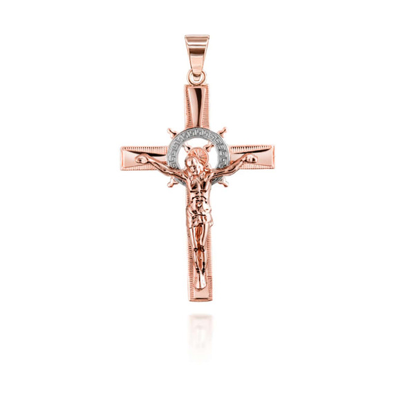 Two Tone Rose Gold Crucifix Pendant