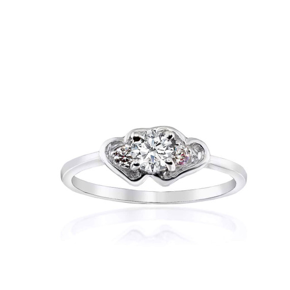 .925 Sterling Silver Personalized Birthstone Double Heart CZ Love Ring