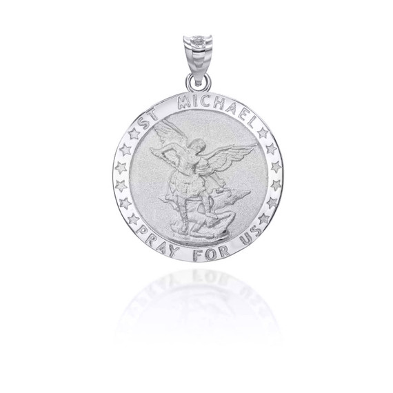 .925 Sterling Silver Religious Saint Michael Patron Saint of Military and Police Coin Pendant
