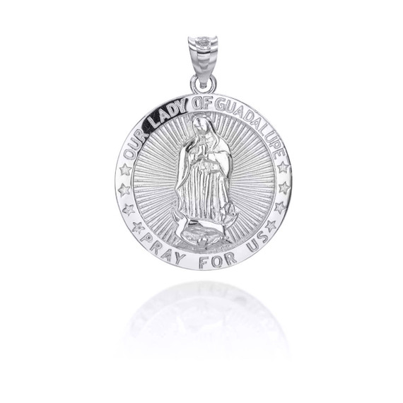 .925 Sterling Silver Religious Our Lady of Guadalupe Medallion Pendant
