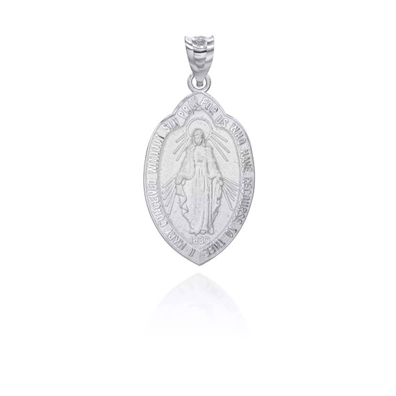 .925 Sterling Silver Religious Saint Mary Patroness of Humanity Shield Medallion Pendant