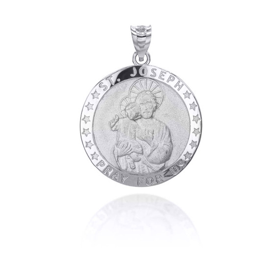 .925 Sterling Silver Divine Saint Joseph Guardian Coin Pendant