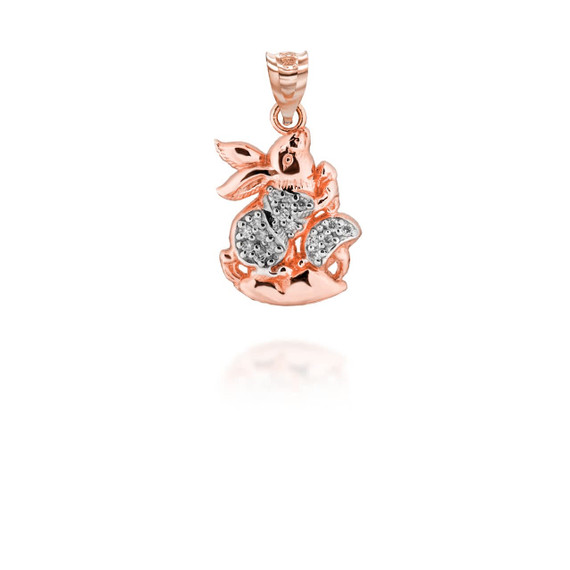 Rose Gold Chinese Lunar New Year of the Rabbit with Diamonds Pendant