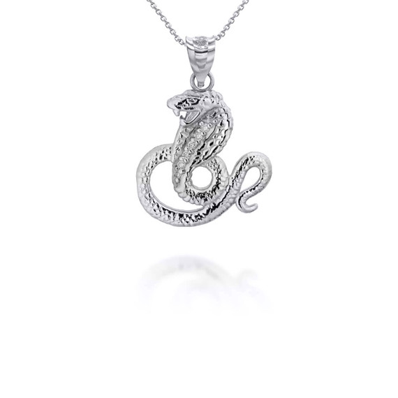 White Gold Chinese Lunar New Year of the Snake with Diamonds Pendant Necklace