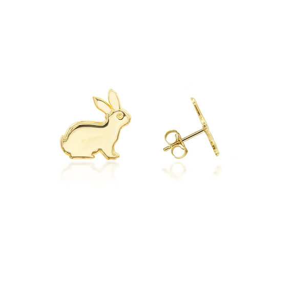 Yellow Gold Bunny Stud Earrings