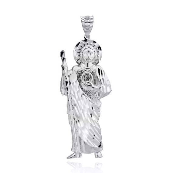 White Gold Saint Jude Patron Saint of Hope (1.5") Pendant