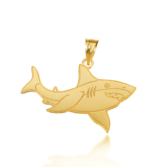 Gold Shark Symbol of Strength Pendant Necklace (Available in Yellow/Rose/White Gold)