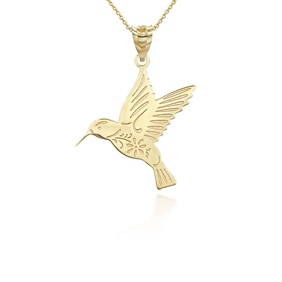 Yellow Gold Bird Symbol of Freedom Pendant Necklace