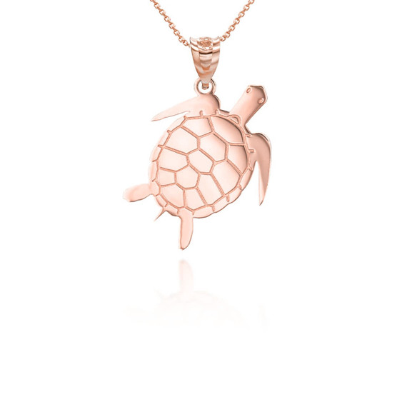 Rose Gold Turtle Symbol of Wisdom Pendant Necklace