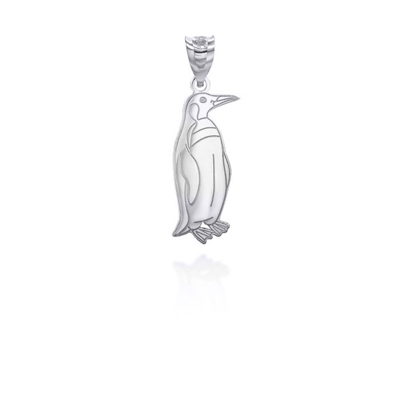 White Gold Penguin Symbol of Luck Pendant