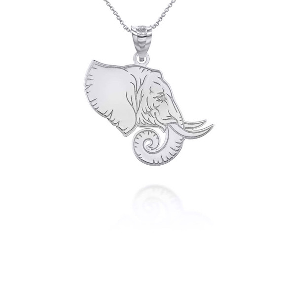 White Gold Elephant Symbol of Prosperity Pendant Necklace