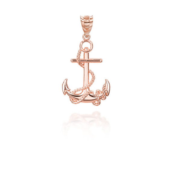 Rose Gold Nautical Anchor and Rope Pendant