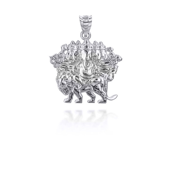 White Gold Lord Ganesha Hindu Elephant God Pendant