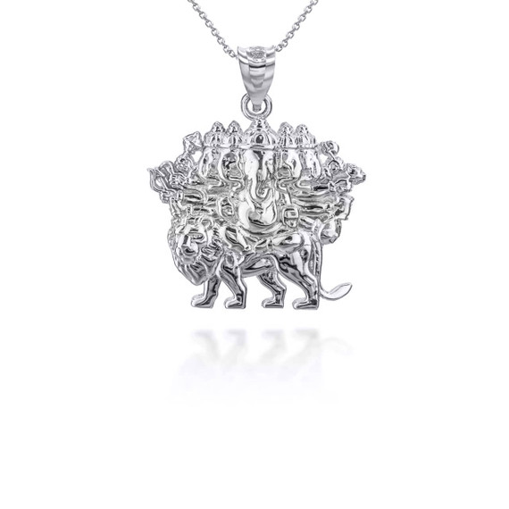 Silver Lord Ganesha Hindu Elephant God Pendant Necklace