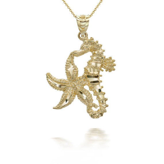 Yellow Gold Seahorse Pendant Necklace