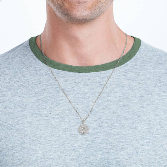 Silver Gold Egyptian Anubis and Horus Medallion Necklace on a Model