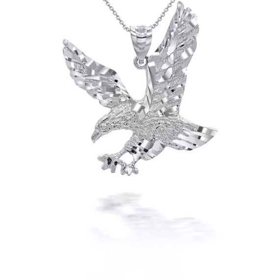 Silver Hunting Eagle Pendant Necklace 