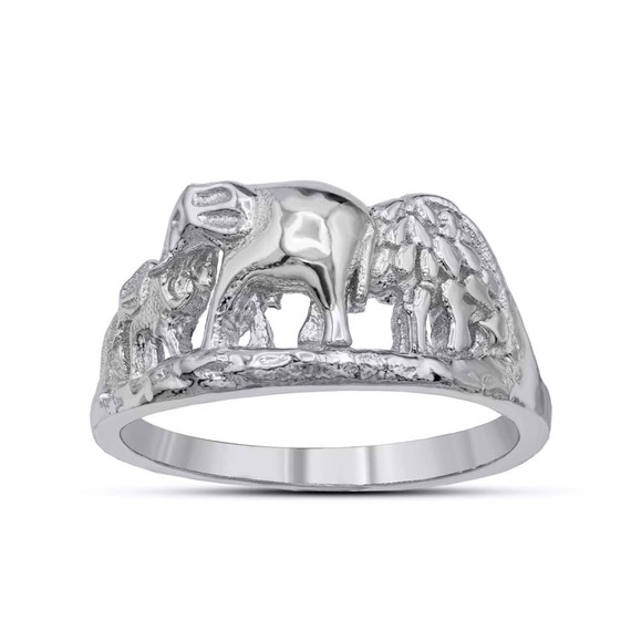White Gold Openwork Lucky Elephant Ring